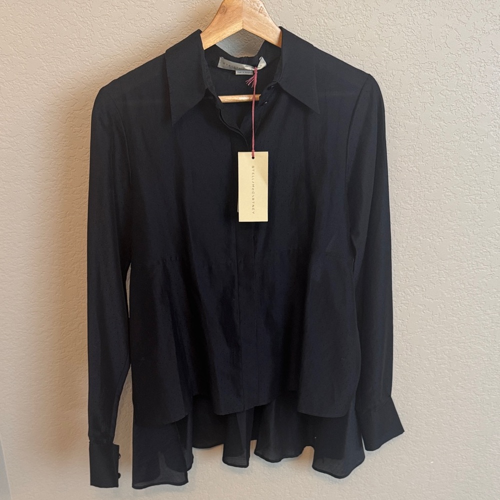 Authentic! NWT Stella McCartney Dark Blue High Low blouse